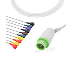 A1043-EE0 GE Sanità Compatibile ECG Cavo Rotondo 12-pin 10KΩ IEC Snap