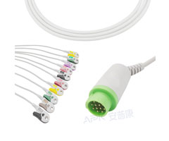 A2043-EE0 GE Sanità Compatibile ECG Cavo Rotondo 12-pin 10KΩ IEC Clip