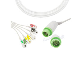 A5122-EC0 GE Sanità> Corometrics Compatibile di Un pezzo 5-lead ECG Cavo 10KΩ Clip, IEC 12pin